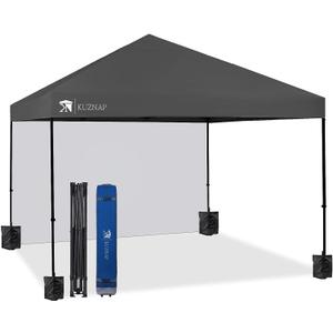 12x12 Pop up Canopy Tent Patented EZ Set up Instant Outdoor Canopy with Sidewall Bonus 4 Weight Sandbags, 8 Stakes and 4 Ropes, Grey (Gray)