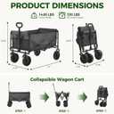 DUMOS Collapsible Wagon Cart, 330lbs Capacity, Gray | Heavy Duty Foldable Utility, Detachable Brake Wheels, Flexible Handle for Beach Garden Sports Grocery Camping