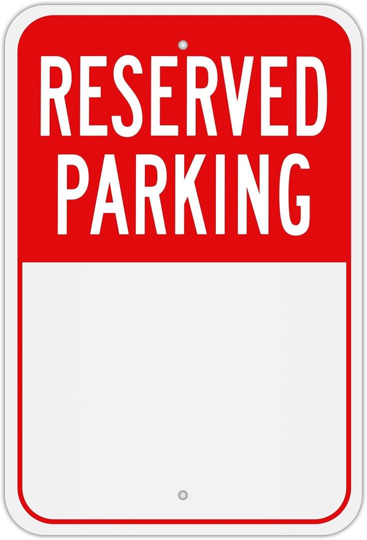 MUXYH Blank Reserved Parking Sign, Write-On Sign, 18 x 12 Rust Free Heavy Duty Aluminum Reflective Warning Signs, UV Protected, Fade Resistant, Weatherproof - Easy to Mount - Outdoor use (Red)