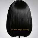 Black Bob Wig With Bangs 12 Inch Short Straight Black Wigs With Bangs Glueless Synthetic Hair Wigs for White Women Neck Length Natural Looking