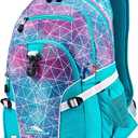 High Sierra Loop Backpack, Travel, or Work Bookbag with tablet sleeve, One Size, Sequin Facets/Bluebird/White
