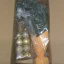 Sumind 24inch/2ft Tabletop Mini Christmas Tree Set with LED Lights, 24 Christmas Ball Ornaments, Pre-lit Small Artificial Green Tree Decoration for Xmas Table Indoor Holiday(Gold,Gold)