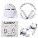 Lilian&Gema 2-in-1 Baby Ear Muffs Noise Protection, Adjustable Headphones with Stretchy Band, Noise Cancelling for Toddler up to 4 Years, Airplane Essentials/Outdoor, White