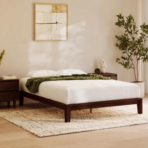 Nectar Bamboo Platform Bed Frame - Queen - Walnut - Floating Center Support Legs - 12 Height - Easy Tool Free Set Up - Contemporary and Durable - Sturdy Wooden Support Slats - Holds Up to 800 Pounds