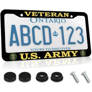 Designed for US Army Veteran License Plate Frame, Rustproof Mounting Bracket for Front or Rear Vehicle Plates (TZ-JD-CPJ-2)