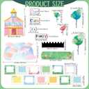 Mooliwe Our Class is a Family Bulletin Board Set with Picture Frames for Classroomm, School Grassy Area Flower House Tree Sky Cloud Cutout for Bulletin Board Chalkboard School Party Decor