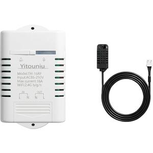 eWeLink WiFi Smart TH16 Switch 16A Temperature and Humidity Controller, Wireless Remote Control with Energy Consumption Monitoring, Compatible with Alexa Google Home