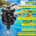 Replacement for Hayward SP0714T VariFlo Top-Mount Multiport Valve for All Hayward Above-Ground Pro and VL Series Sand Filter 1.5-Inch FIP Plumbing 7-Positions Clamp Style Control Valve Upgraded Black