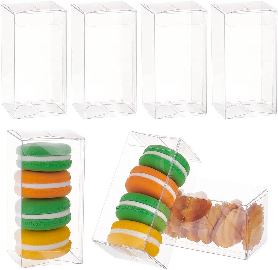 BENECREAT 20PCS Clear Wedding Favour Boxes 4x2x2inch Rectangle PVC Transparent Gift Boxes for Candy Chocolate Valentine