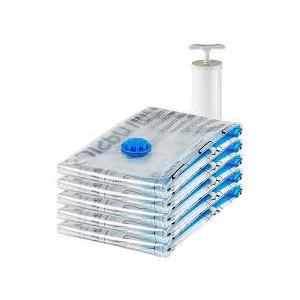 Vacuum Storage Bags, Compression Space Saving for Clothes and Linens, Reusable with Hand Pump, Large, Clear