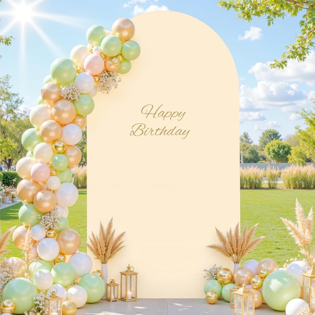 Champagne Arch Cover 60x32 Spandex Fitted Wedding Arch Stand Covers Round Top Chiara Arch Covers Stretchy Backdrop Cover for Birthday Party Ceremony Banquet Decoration
