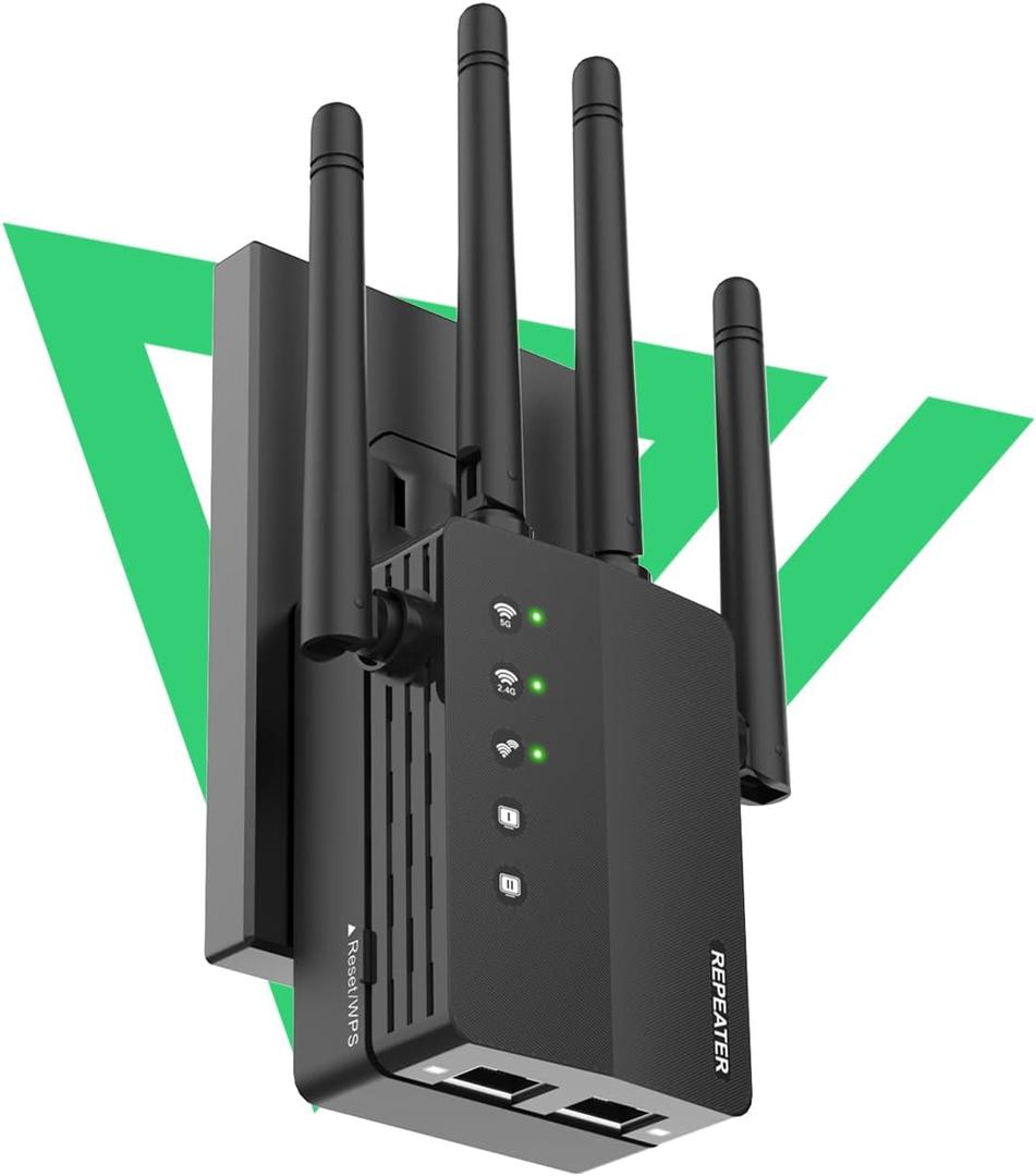 1200Mbps Dual Band 5GHz/2.4GHz WiFi Extender, WiFi Extender Signal Booster, 12880 Sq.Ft Coverage, 105-Device Support, Setup for Home & Outdoor Use