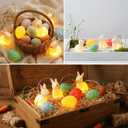 Easter String Lights with 10 LED Bunny Cracked Egg - 8.2Ft Battery Powered Light with Timer Function - Fairy Spring Lighting for Indoor House Party Classroom Bedroom Rabbit Decorations - Clear Wire