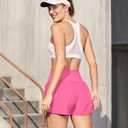 G4Free Chillwhisp Womens Athletic Shorts 4" High Waisted Lightweight Running Shorts with Pockets (Pink, L)