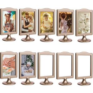 Double Sided Standing Picture Frames 4 x 6 Inch Pedestal Photo Frame Plastic Self Standing Frame Holds 2 Pictures Tabletop Frame for Wedding Table Bridal, 25 pcs