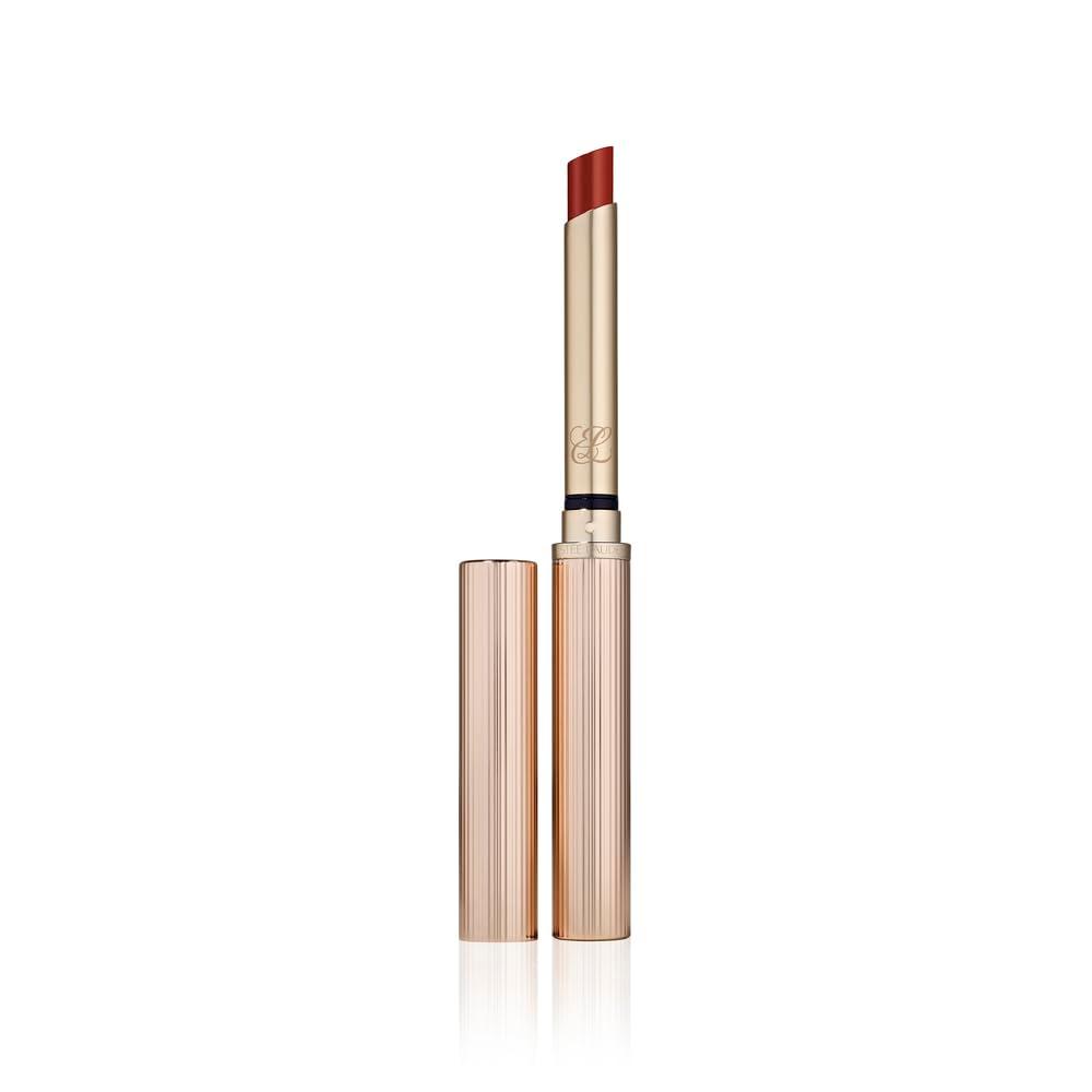 Este Lauder Pure Color Explicit Long-Lasting Slick Shine Slim Lipstick for Women | Plumping & Hydrating (222 Heat of the Moment - A burnt reddish brown with warm undertones)