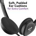 Maxell HP101 Type-C Lightweight Headphones, Built-in Microphone, Adjustable Headband, 6 Foot Cord, 197236, Black