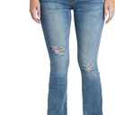 YMI Jeans Women's Wannabettabutt Mid Rise Bootcut Jeans (7, Tinted Light Rips)