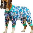 LovinPet Dog Pajamas Large Size Dog, Big Dog Clothes, Post Surgery Onesie, Lightweight Fabric Pitbull Pullover Pajamas, Puppy Pajama, Pitbull Clothes, Blue Green XXL
