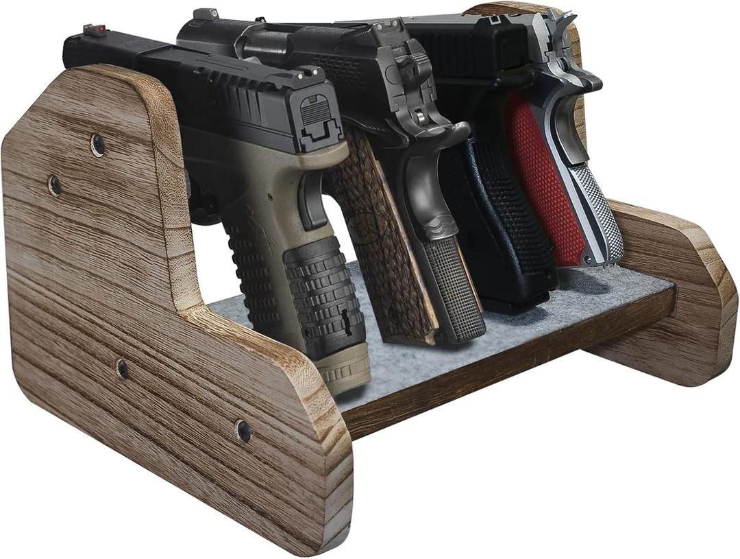 Gun Rack for Safe 6 Pistol Rack for Storage | Pistol Holder Organizer Accessories | Gun Holder with Carpeted Surface | Pistol Handgun Display | Gun Accessories for Man (4 Slots)