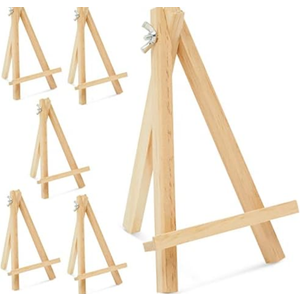 6-Pack Wooden Easel, Mini Easel Stands and Place Card Holders for Table Top Artwork Display, Invitations, Photos, Party Favors, DIY Arts and Crafts Projects (7 Inches)