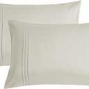 JELLYMONI Microfiber Standard Pillowcases Set of 2, Soft and Cozy, Wrinkle, Fade, Stain Resistant with Caramel Envelope Closure Bed Pillow Cases, Cream Color, 20x36 Inches