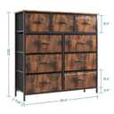 Dresser for Bedroom with 9 Drawers, Anti-Tip Fabric Storage Tower, Wood Top and Metal Frame Organizer for Clothes, Closet, Entryway, Hallway Furniture,Brown