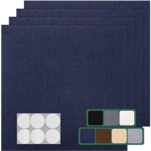 Carpet Tile 20 Pack 24 X 24 Self Adhesive Carpet Floor Tiles Anti-Slip Squares Peel and Stick Floor Tilel DIY Installation for Bedroom(Blue)