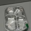 DEAYOU 4 Pack 18/10 Stainless Steel Divided Plate, Small Child Plate with 4-Compartment, Portion Control Serving Platter, Mess Food Sectioned Tray for Dinner, Lunch, Cafeteria, Kids, Adult