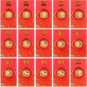 15 Set Chinese New Year Red Envelopes 2026 Horse Coins Chinese New Year Lucky Money Envelopes Hong Bao Zodiac Souvenir Coins for Spring Festival Health Wealth