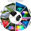 Goldlife Pond Fountain Aerator, F3 With 4 RGB Lights, 1HP 750W 110V Stainless Steel Floating Fountain With 100FT Power Cord Black Octagon Aerating Fountain Pump for Small Large Pond Lake Pool FishFarm