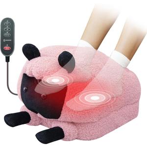 COMFIER Electric Heated Foot Massager with Heat and Vibration Massage, Lamb-Shaped Plush Foot Massager Machine for Neuropathy Plantar Fasciitis, Fits Up to 13 Size