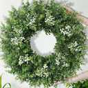 26'' Large Boxwood Wreath for Front Door Artificial Spring Wreath Boxwood Leaves Greenery Outdoor Door Wreaths for Porch Window Home Farmhouse Wall Decor Green Year Round Indoor Outdoor All Seasons