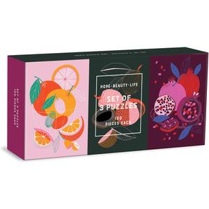 Galison Hope Beauty Life Puzzle Set, Includes 3 Coordinating 120Piece Puzzles, 5.5” x 8” Each – Art Puzzle with Illustrations by Marisol Ortega, Thick Sturdy Pieces, Challenging Family Activity