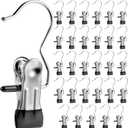 Senbowe 30 Pack Heavy Duty Clothes Pins, Boot Hangers for Closet, Laundry Hook Hanging Clips Clamps for Closet Organizer Pants Hats Socks Towels Clips, Clothespins Hanger for Travel Handbag Legging