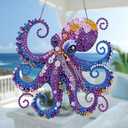 Muzagroo Art Diamond Art Kits for Adults, 5D Diamond Painting Kits for Beginners, DIY Special Shaped Diamonds Art Hanging Ornament for Windows 2 PCS Animals Diamond Pendant (Octopus)