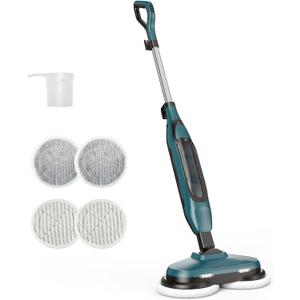 Rotating Steam Mop for Floor Cleaning | Large Tank|20FT Cord| LED Headlights| Reusable Pads| Self-Standing| Safe for Hard Floor/Laminate/Marble