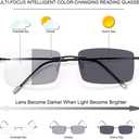 MIRYEA Progressive Photochromic Multifocus Reading Sunglasses Rimless Anti Blue Light Glasses Transition Sun Readers Eyewear