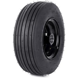 AR-PRO 11x4.00-5 Lawn Mower Tire and Wheel Assembly, 4-Ply Pneumatic Rib Tread, 3.4" Centered Hub, 3/4" Bearings, Compatible with Zero-Turn Mowers and Lawn Equipment (1-Pack)