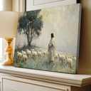 Vintage Jesus and Lamb Canvas Wall Art Jesus Christ The Good Shepherd Picture Wall Decor Christian Bible Stories Spiritual Poster Painting Prints Artwork for Living Room Bedroom Church Prayer Room