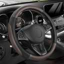 SEG Direct Steering Wheel Cover for Car, Standard Size 14.5-15 inch, Auto Interior Accessories, Black and Dark Brown