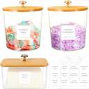 3 Pack Laundry Room Organization and Storage Jars Laundry Pod Containers and Dryer Sheet Holder with Lids and Labels for Laundry Detergent Laundry Pods Dry Sheet Organizing and Food Storage (2+1 Pack(Round)