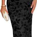 MEROKEETY Women's 2026 Summer Floral Strapless Dress Bodycon Tube Slit Mesh Wedding Guest Cocktail Party Maxi Dresses, Black, Medium