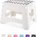 Dyforce Folding Step Stool 9 Inch, Kids Step Stool, Heavy Duty Step Stools for Adults, Compact Foot Stools, Light-Weight Toddler Step Stools for Kitchen, Bathroom, Holds Up to 300 lbs (White)