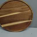 14.9" Wooden Decorative Serving Tray for Coffee Table and Home Decor, Large Round Wood Tray for Table Centerpiece, Ottoman Tray,Kitchen Counter Island，Circle Candle Holder Decor Trays