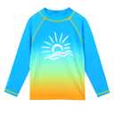 TFJH E Girls Rash Guard Shirt Long Sleeve Swimsuits UV 50+ Bathing Suits Athletic Swim Top Gradient Blue 8A