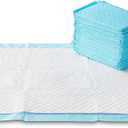 Amazon Basics X-Large Heavy Duty Absorbent Puppy Potty Pads, Leak-Proof, Quick-Dry, Super Absorbent Gel Technology for Dog Training, 28 x 34 Inches, Blue & White, Pack of 50