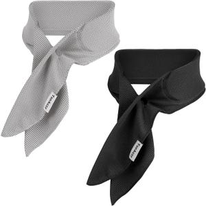 Cooling Neck Wraps, Neck Coolers for Hot Weather, Headbands, with Long Lasting Gel and Full Wrap Fabrics, 2 Packs (Gray+Black)