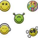 2 x Crocs unisex adult Jibbitz Icon Pack | Jibbitz Shoe Charms (One Size, Smiley 5-Pack)