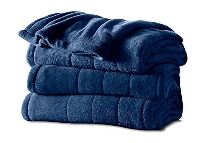 Sunbeam Microplush King Electric Heated Blanket with Preheat Feature Two Digital Controller 12-Heat Settings Auto Shut-Off , UL Certified for Safety, Legion Blue, King